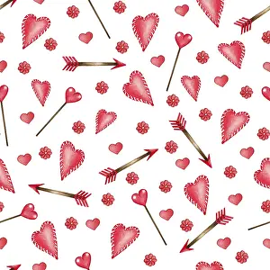 Valentines Day Background Drucke: Watercolor seamless pattern of love elements