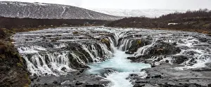 Winter In Iceland Drucke: Waterfall Bruarfoss in winter, in Selfoss