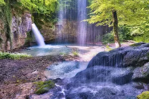 Waterfall In The Woods Drucke: Waterfall in the forest with a small pond