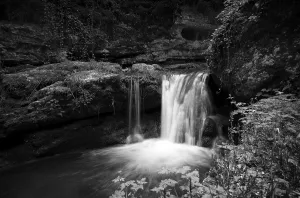 Deserted Waterfall In Switzerland Drucke: Waterfall on the meditation path in the Verenaschlucht