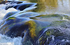Bavarian River Landscape Drucke: Waterfall with moss-covered rocks