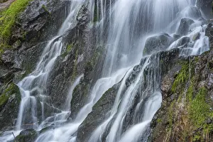 Deserted Waterfront Photos Drucke: Waterfall on a mountain stream in spring