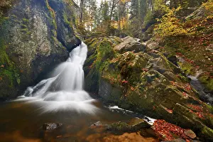 Low Mountain Range Landscapes Drucke: Waterfall, Petit Cascade de Tendon