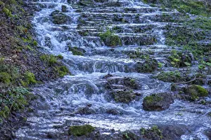 Central Europe Springtime Scenes Drucke: Waterfall of a stream in spring