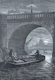 London Evening Scene Drucke: Waterloo Bridge over the Thames in the evening light
