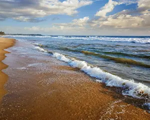 Tropical Coastal Scene Drucke: Wave surging on sand on beach