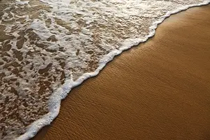 Wave Crashing Shoreline Drucke: Wave surging on sand on beach