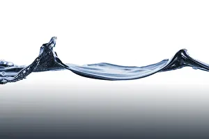 Clear Copy Space Photo Drucke: Waves of blue water on white background
