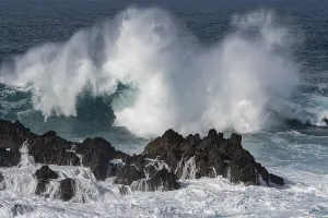 European Coastline Scenery Drucke: Waves on the ocean off Madeira