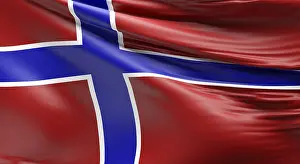 Waving European Flags Drucke: Waving flag of Norway using as background