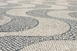 Deserted Daytime Scene Drucke: Wavy pattern in pavement, black and white