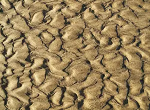 Deserted Spanish Beach Drucke: Wavy pattern in the sand of beach