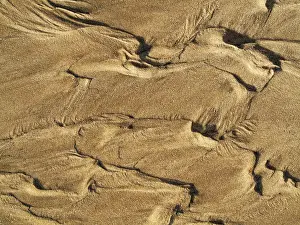 Deserted Spanish Beach Drucke: Wavy pattern in the sand of beach