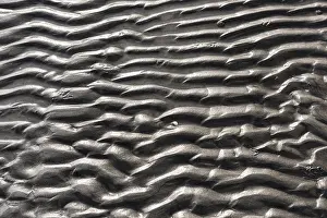 Empty Beachfront Scene Drucke: Wavy pattern of sand on a beach