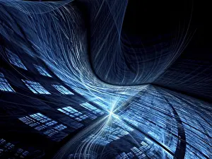 Virtual Reality Concept Drucke: Wavy tech background - abstract computer-generated image