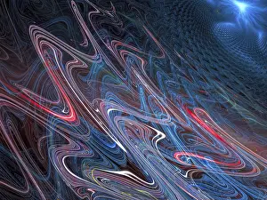 Fractal Background Drucke: Wavy technology fractal background - abstract computer-generated image