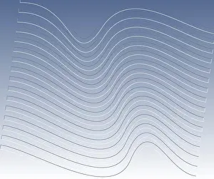 Full Frame Image Drucke: Wavy white lines against a blue to white gradient background