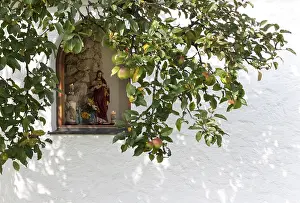 Austrian Church Architecture Drucke: Wayside chapel, window, apple tree