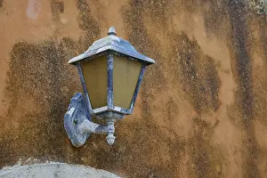 Orthodox Monastery Crete Drucke: Weathered lantern, wall, detail