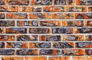 Old Red Brick Background Drucke: Weathered old red brick wall texture background