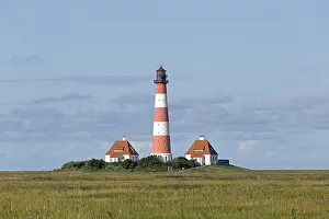 Westerhever Lighthouse Drucke: Westerhever Lighthouse with cloud sky