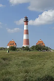 Westerhever Lighthouse Drucke: Westerhever Lighthouse with cloud sky