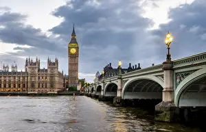 London River Thames Scene Drucke: Westminster Bridge with Thames