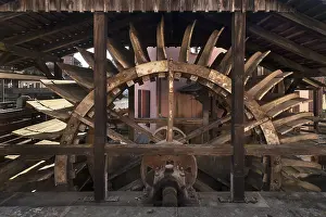 Southern Germany Old Building Drucke: Mill wheel of the grinding mill