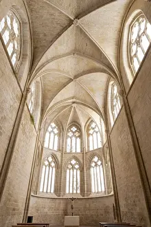 Drucke von Weiße Alabasterfenster, Apsis der Hauptnave, Kloster Santa Maria de San Salvador de Canas, Canas, La Rioja, Spanien Weiße Alabasterfenster El Salvador Drucke: Weiße Alabasterfenster, Apsis der Hauptnave.