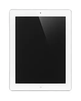 Full Frame White Background Image Drucke: White Apple iPad 2 tablet computer with blank display