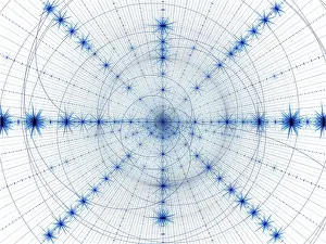 Abstract Computer Generated Image Drucke: White and blue texture with rays