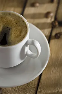 Traditional Java Island Coffee Drucke: White cup with coffee