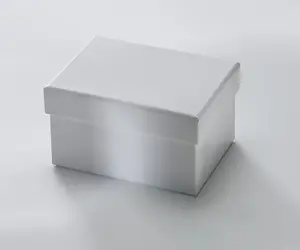 Studio Shot Background Drucke: White gift box against white background