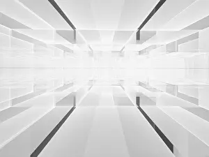 Abstract Tech Background Drucke: White perspective technology background - computer-generated image