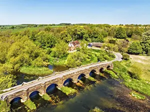 Drone Photography UK Landscape Drucke: White Mill over River Stour from a drone
