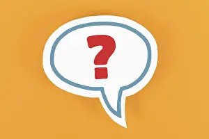 Exempt Plate Graphic Design Drucke: White speech bubble with question mark on yellow background