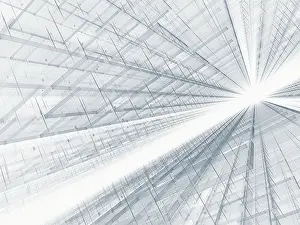 Deserted Horizon View Drucke: White technology background - computer-generated 3d illustration