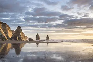 New Zealand Coastal Scenery Drucke: Whitecliffs rock formation, sunset
