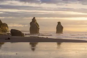 New Zealand Coastal Scenery Drucke: Whitecliffs rock formation, sunset