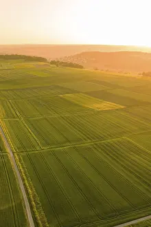 Southern Germany Evening Sky Drucke: Wide fields at sunset, casting soft shadows and bright colors
