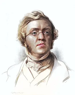 British Writer Portrait Drucke: William Makepeace Thackeray, 1811-1863