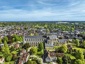 Winchester Cathedral Aerial View Drucke: Winchester Cathedral from a drone