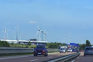 Wind Power Generation Europe Drucke: Wind turbines on the A9, Thuringia, Germany