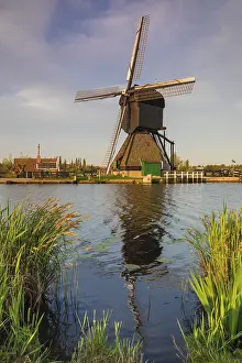 Kinderdijk Windmill Drucke: Windmill on the canal, Kinderdijk