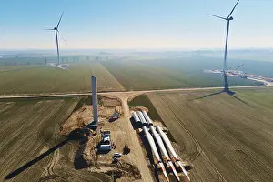 Renewable Energy Supply Drucke: Windmill generator wing prepared for assembling on ground