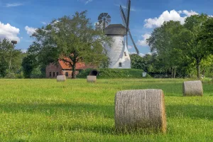 Windmill Germany Drucke: Windmill with grass bale Heimsen Germany