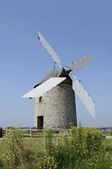 Western Europe Buildings Drucke: Windmill Moulin a vent de Moidrey