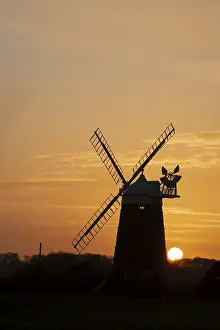 Windmill At Sunset Drucke: Windmill at sunset, Burnham Overy Staithe