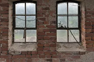 Deserted Buildings Germany Drucke: Window of a brick building from 1920
