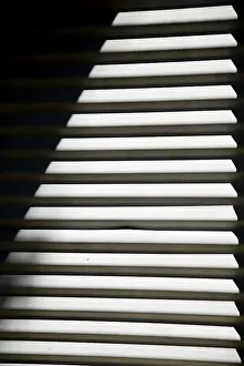 Deserted Window Scene Drucke: A window in the sun as a striped texture